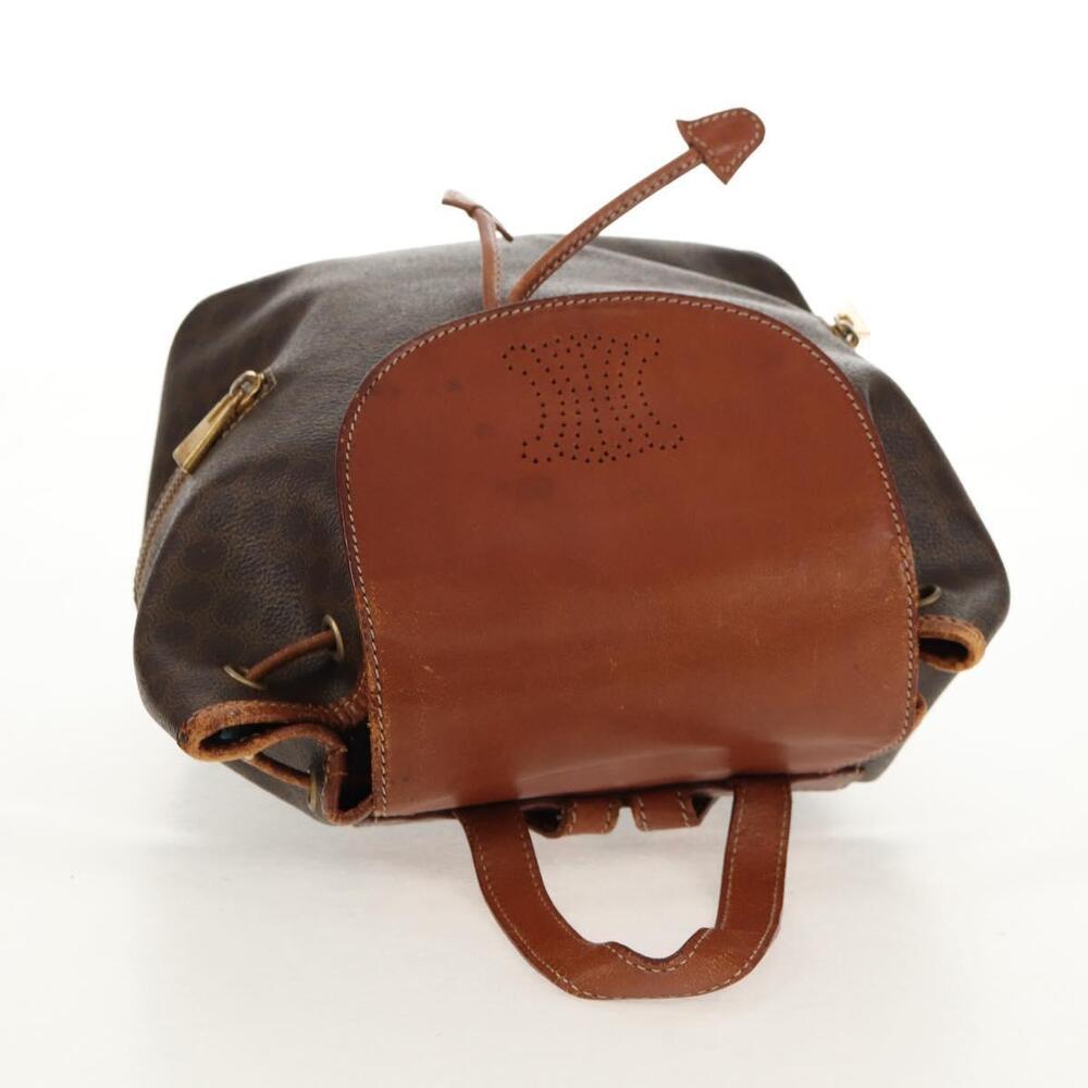 CELINE Macadam Canvas Backpack PVC Leather Brown Gold Auth 156449 - Picture 6 of 16